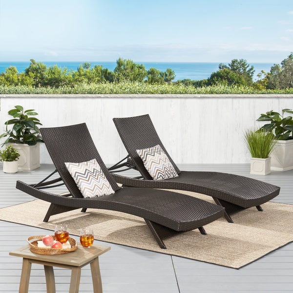 English Elm Christopher Knight Home® - Salem Pe Wicker Chaise Lounge Set - Adjustable, Ergonomic Outdoor Lounges For Poolside Relaxation 52005.00MP2