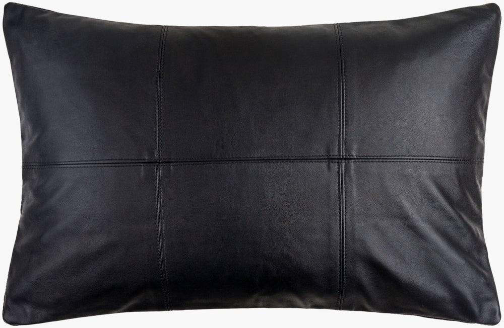 Surya Onyx Rustic 13"L X 20"W Lumbar Pillow Kit - Stylish Leather & Polyester Blend, Easy Care Home Decor Black Leather,Polyester Onx002-1320