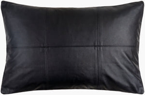 Surya Onyx Rustic 13"L X 20"W Lumbar Pillow Kit - Stylish Leather & Polyester Blend, Easy Care Home Decor Black Leather,Polyester Onx002-1320