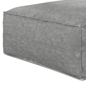 English Elm Brody Large Square Pouf - Distressed Grey Vegan Leather Coffee Table, Extra Seating & Footrest B136P159350