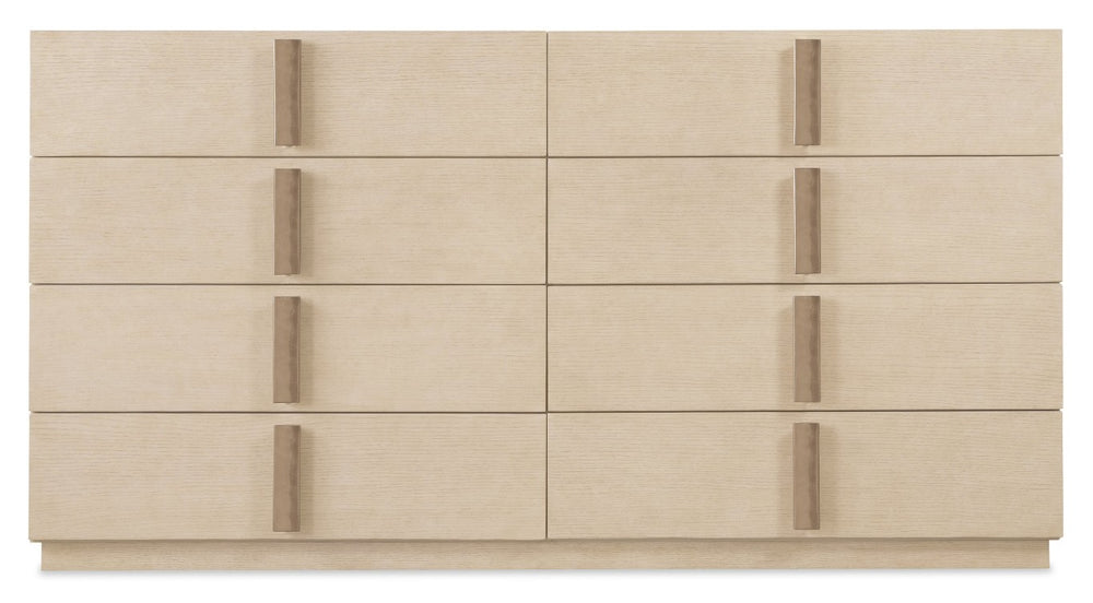 Hooker Furniture Westwood Quartered Oak Eight-Drawer Dresser With Cedar-Lined Drawers, Polished Limestone Finish, Radiance Hardware 6133-90202-80