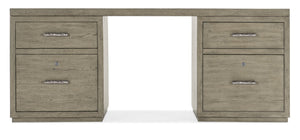 Hooker Furniture Linville 72" Executive Desk With Oak Veneers, Floating Design, Dual Locking File Drawers, Stylish Gray 6150-10904-85