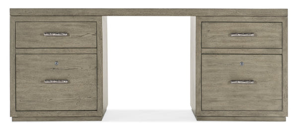 Hooker Furniture Linville 72" Executive Desk With Oak Veneers, Floating Design, Dual Locking File Drawers, Stylish Gray 6150-10904-85