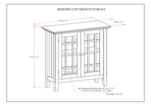 English Elm Bedford - Handcrafted Low Storage Media Cabinet In Light Golden Brown With Glass Doors & Shelves B136P158478