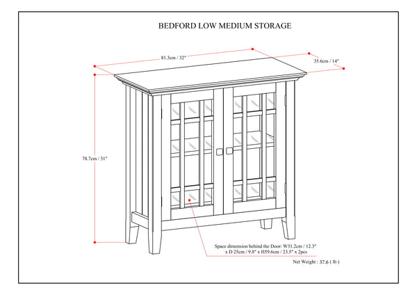 English Elm Bedford Low Storage Media Cabinet - Rustic Farmhouse Grey With Glass Doors & Adjustable Shelves B136P158477