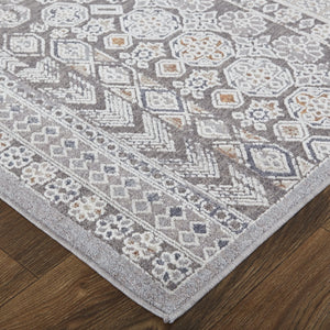 Feizy Rugs Francisco Southwestern-inspired Machine Made Medallion Rug - Durable Geometric Design For Any Space Ivory,Gray Polyester,Polypropylene Fra39gdfivychli1c