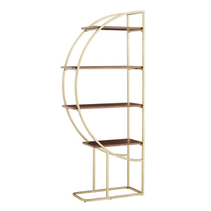 Homelegance By Top-Line Fonsie Natural Finish Gold Metal Half Moon Bookcase Gold Metal