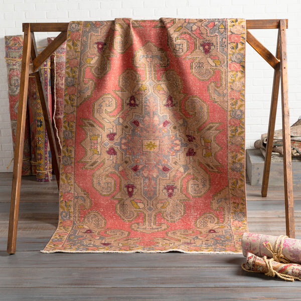 Antique One of a Kind OOAK-1076 4'5" x 7'5" Handmade Rug OOAK1076-4575  Light Wood, Natural, Sage, Clay Surya