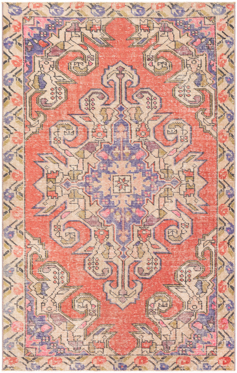 Antique One of a Kind OOAK-1079 4'3" x 7' Handmade Rug OOAK1079-437  Natural, Khaki, Camel, Sage, Rose Gold, Old Lavender, Pearl Surya