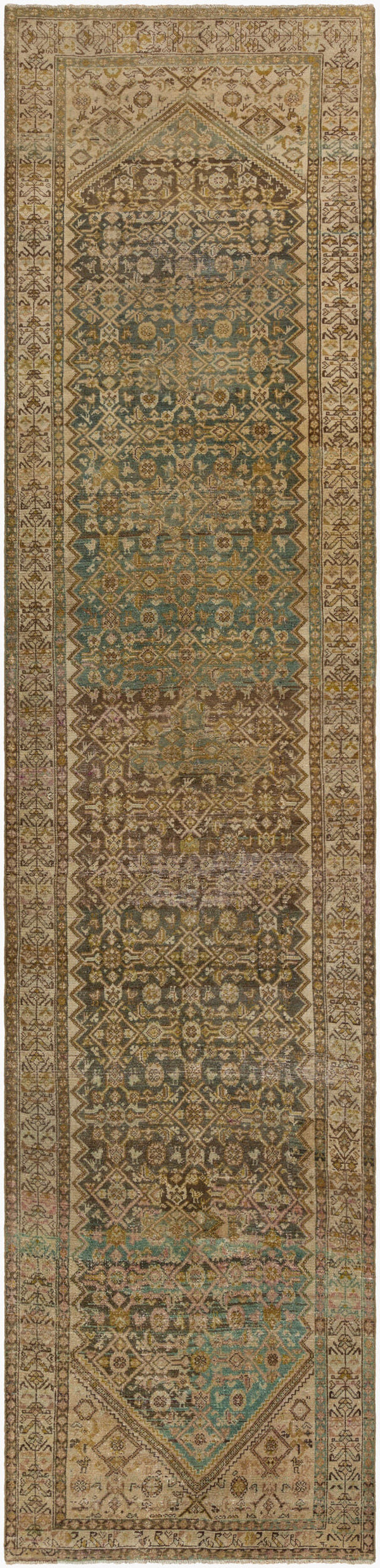 Surya Antique One Of A Kind Turkish Handmade Rug 3'1" X 13'3" - Timeless Wool Statement Piece For Home Olive Wool Ooak1204-31133