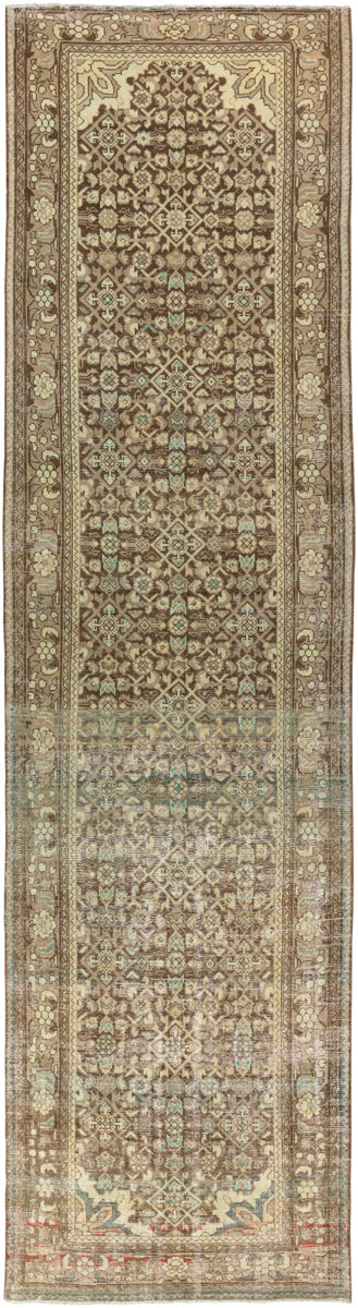 Antique One of a Kind OOAK-1237 3'7" x 13'6" Handmade Rug OOAK1237-37136  Grey, Khaki, Nickel Surya