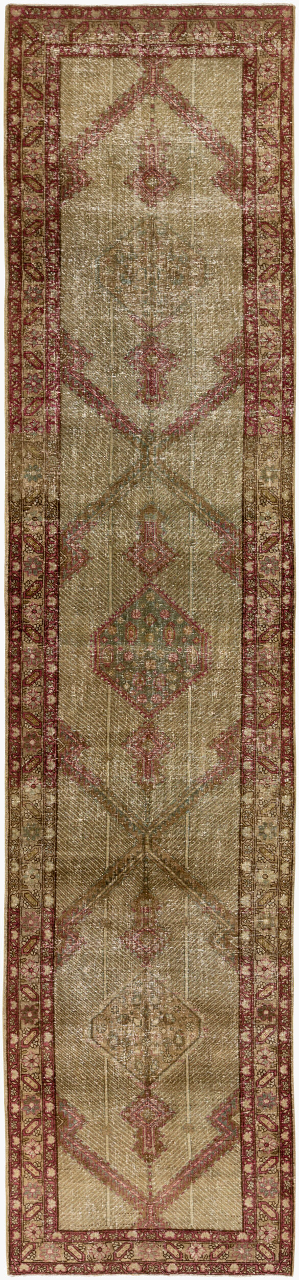 Surya Antique One Of A Kind Turkish Handmade Rug 3'1" X 13'3" - Timeless Wool Statement Piece For Home Olive Wool Ooak1244-211127
