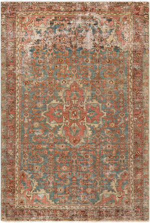 Antique One of a Kind OOAK-1258 4'2" x 6'2" Handmade Rug OOAK1258-4262  Brick, Nickel, Grey, Camel, Khaki Surya