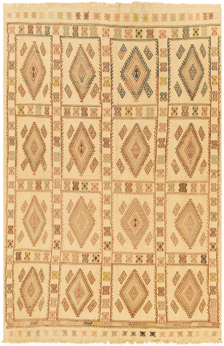 Antique One of a Kind OOAK-1301 4'9" x 7'2" Handmade Rug OOAK1301-4972  Desert Tan, Camel, Light Wood, Tan, Clay Surya
