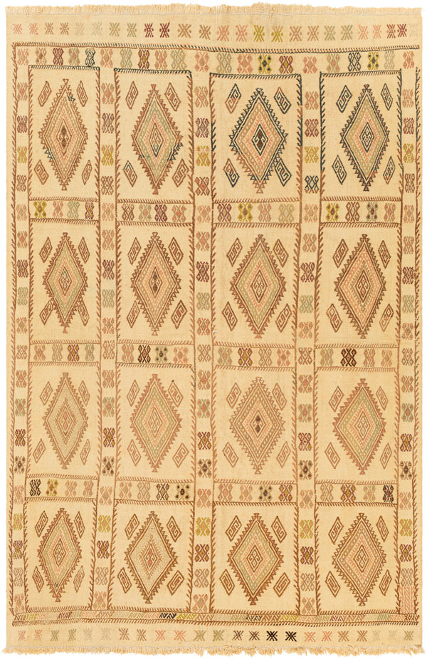Antique One of a Kind OOAK-1301 4'9" x 7'2" Handmade Rug OOAK1301-4972  Desert Tan, Camel, Light Wood, Tan, Clay Surya