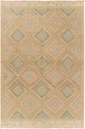 Antique One of a Kind OOAK-1302 6'3" x 9'3" Handmade Rug OOAK1302-6393  Khaki, Sage, Natural Surya