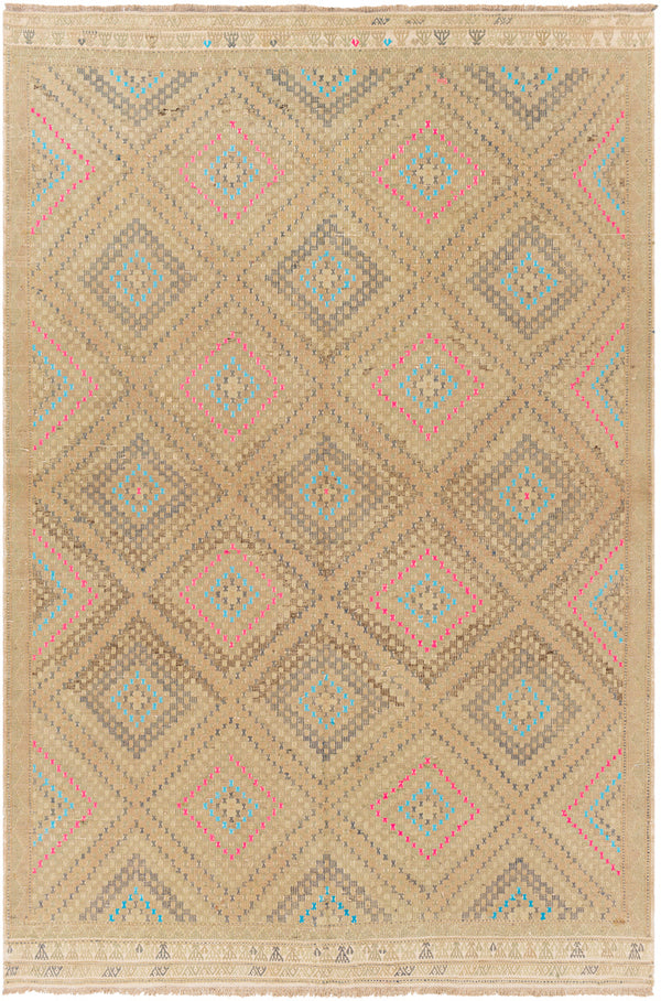 Antique One of a Kind OOAK-1302 6'3" x 9'3" Handmade Rug OOAK1302-6393  Khaki, Sage, Natural Surya