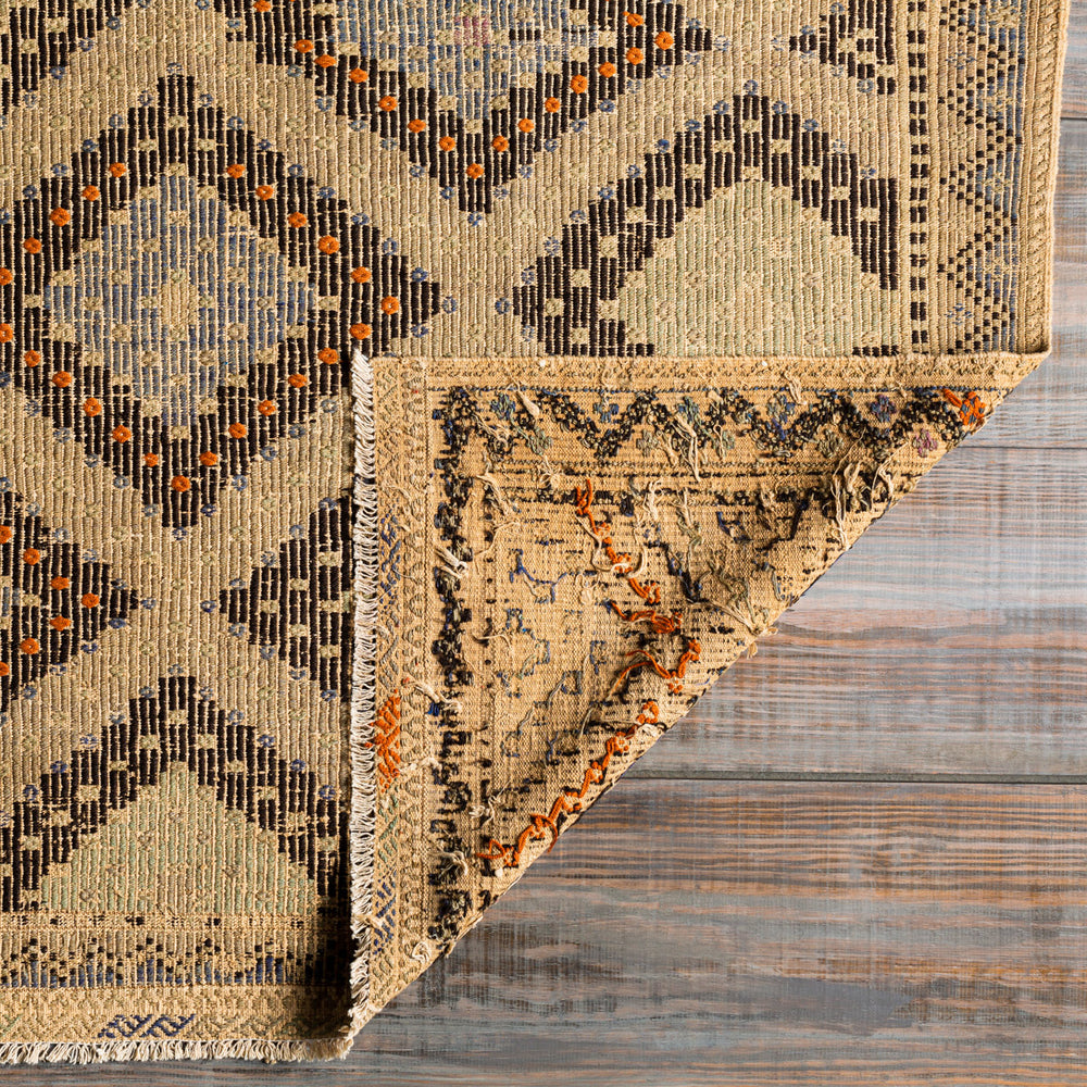 Antique One of a Kind OOAK-1305 6'9" x 10'5" Handmade Rug OOAK1305-69105  Camel, Dark Grey, Lunar Green, Tan, Clay Surya