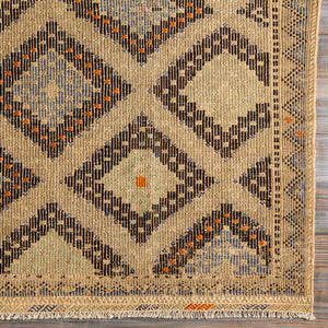 Antique One of a Kind OOAK-1305 6'9" x 10'5" Handmade Rug OOAK1305-69105  Camel, Dark Grey, Lunar Green, Tan, Clay Surya