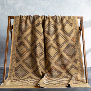 Antique One of a Kind OOAK-1305 6'9" x 10'5" Handmade Rug OOAK1305-69105  Camel, Dark Grey, Lunar Green, Tan, Clay Surya