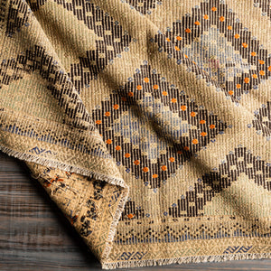 Antique One of a Kind OOAK-1305 6'9" x 10'5" Handmade Rug OOAK1305-69105  Camel, Dark Grey, Lunar Green, Tan, Clay Surya