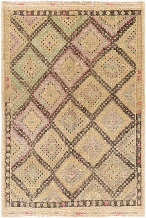 Antique One of a Kind OOAK-1311 5'10" x 8'5" Handmade Rug OOAK1311-51085  Khaki, Camel, Desert Tan, Nickel, Eggplant Surya