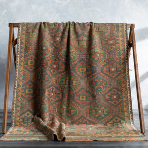 Antique One of a Kind OOAK-1317 6'4" x 10'3" Handmade Rug OOAK1317-64103  Dark Grey, Clay, Nickel, Eggplant, Desert Tan, Sage Surya