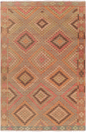 Antique One of a Kind OOAK-1330 5'11" x 8'10" Handmade Rug OOAK1330-511810  Camel, Clay, Rose Gold, Brick, Khaki Surya