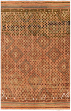 Antique One of a Kind OOAK-1335 5'11" x 8'11" Handmade Rug OOAK1335-511811  Brick, Camel, Dark Brown Surya