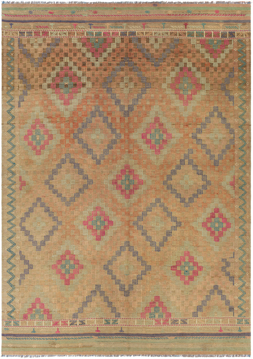 Antique One of a Kind OOAK-1338 6'8" x 9'4" Handmade Rug OOAK1338-6894  Camel, Dark Grey, Brick, Khaki Surya