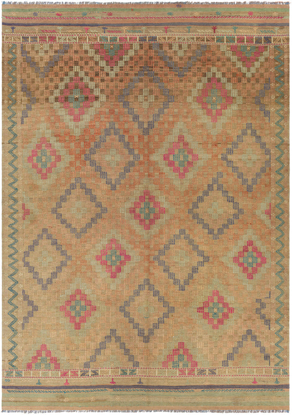 Antique One of a Kind OOAK-1338 6'8" x 9'4" Handmade Rug OOAK1338-6894  Camel, Dark Grey, Brick, Khaki Surya