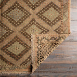 Antique One of a Kind OOAK-1348 6'1" x 8'8" Handmade Rug OOAK1348-6188  Camel, Nickel, Brick, Light Wood, Lunar Green Surya