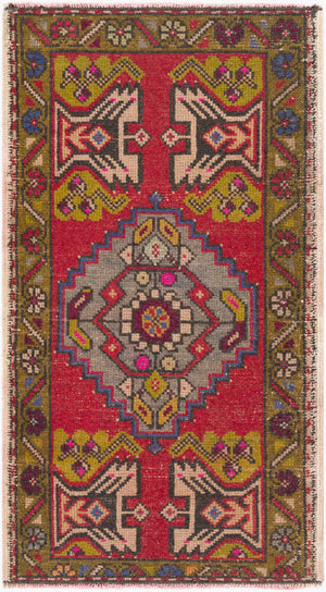 Surya Antique One Of A Kind Turkish Handmade Rug 3'1" X 13'3" - Timeless Wool Statement Piece For Home Crimson Wool Ooak1440-11034