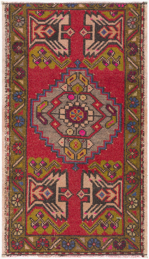 Surya Antique One Of A Kind Turkish Handmade Rug 3'1" X 13'3" - Timeless Wool Statement Piece For Home Crimson Wool Ooak1441-11032