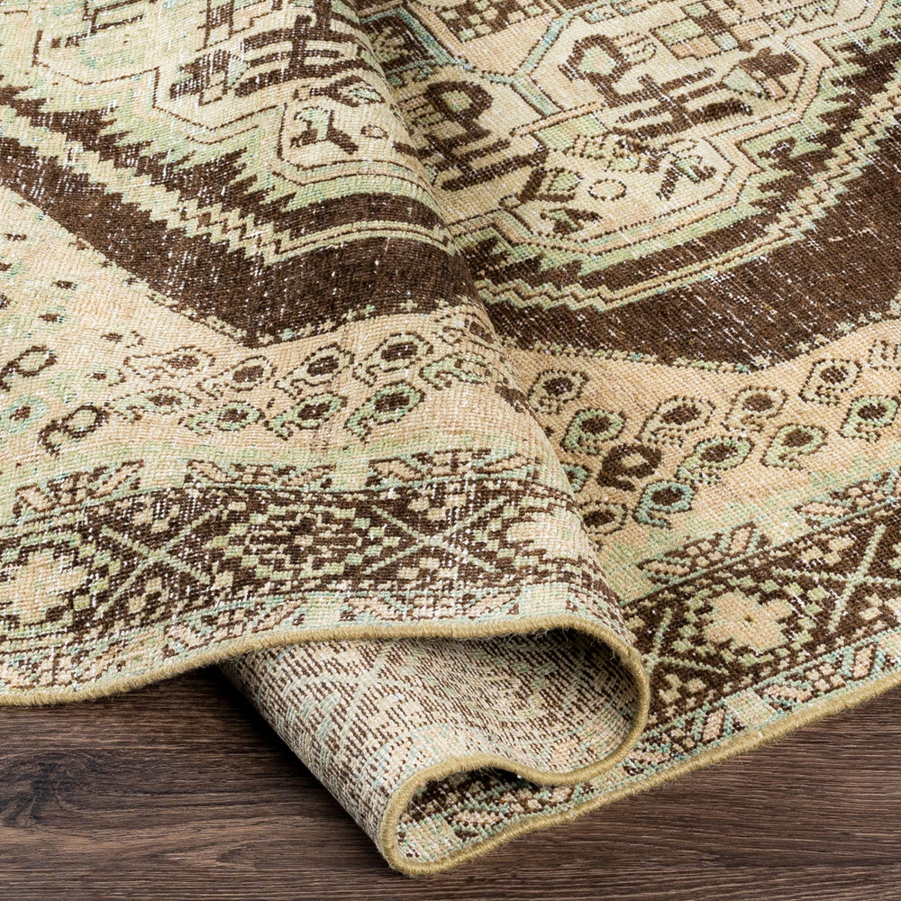 Antique One of a Kind OOAK-1507 4'9" x 6'9" Handmade Rug OOAK1507-4969  Khaki, Sage, Slate Grey Taupe, Grey, Taupe, Eggplant Surya