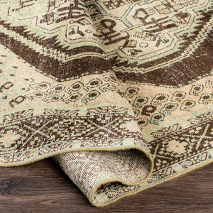 Antique One of a Kind OOAK-1507 4'9" x 6'9" Handmade Rug OOAK1507-4969  Khaki, Sage, Slate Grey Taupe, Grey, Taupe, Eggplant Surya