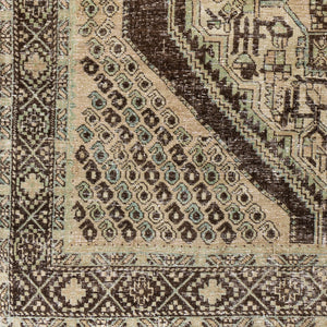 Antique One of a Kind OOAK-1507 4'9" x 6'9" Handmade Rug OOAK1507-4969  Khaki, Sage, Slate Grey Taupe, Grey, Taupe, Eggplant Surya