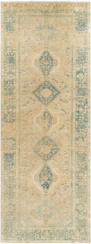 Antique One of a Kind OOAK-1523 4'8" x 12'6" Handmade Rug OOAK1523-12648  Natural, Khaki, Sage Surya