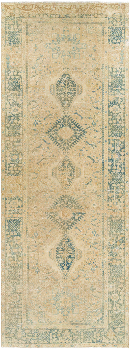 Antique One of a Kind OOAK-1523 4'8" x 12'6" Handmade Rug OOAK1523-12648  Natural, Khaki, Sage Surya