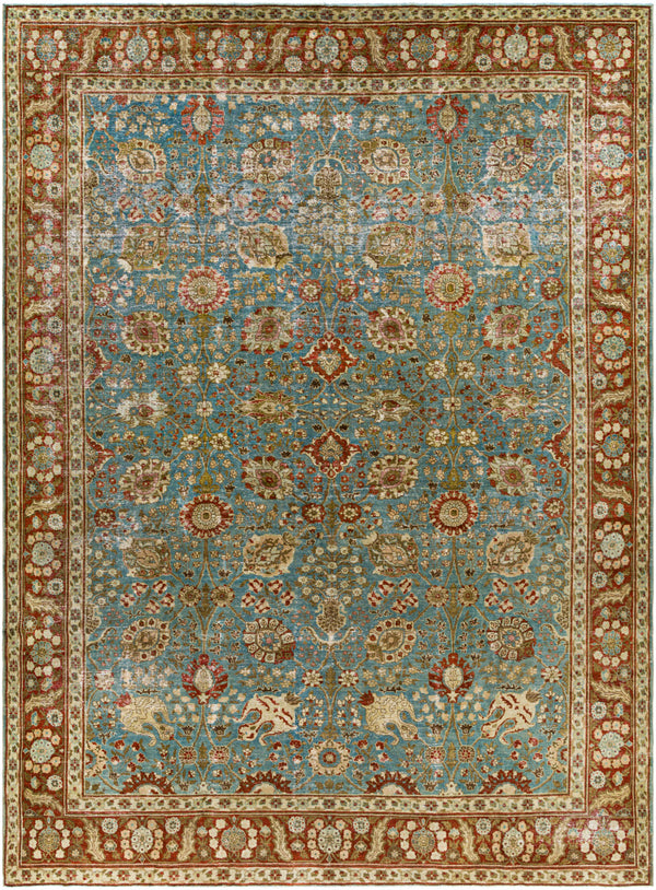 Antique One of a Kind OOAK-1525 8'7" x 11'10" Handmade Rug OOAK1525-111087  Dark Grey, Grey, Dark Brown, Camel, Sage, Khaki Surya