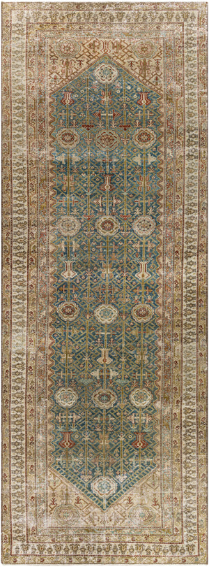 Antique One of a Kind OOAK-1552 6' x 16'4" Handmade Rug OOAK1552-6164  Nickel, Grey, Khaki, Sage, Lunar Green, Camel Surya