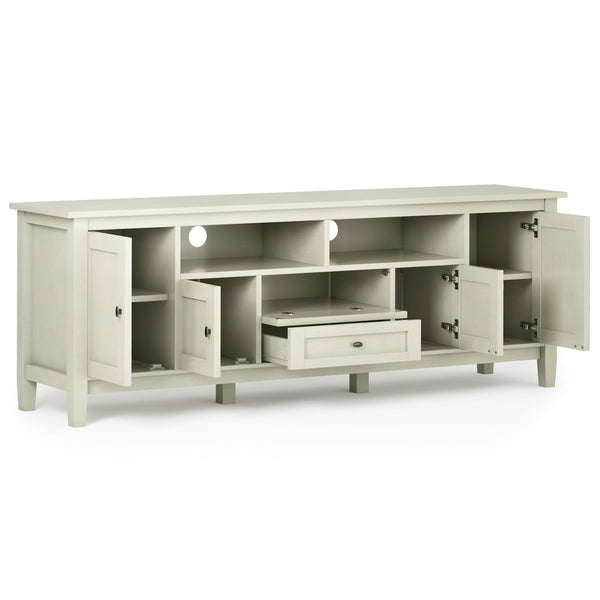 English Elm Warm Shaker 72" Tv Media Stand - Rustic Antique White With Ample Storage & Cable Management Solutions B136P159710-GIGA