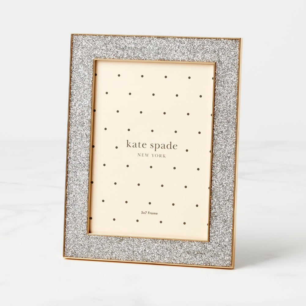 Lenox Kate Spade Sitting Pretty 5x7 Silver Glitter Frame GOLD PLTD METAL 897450