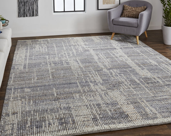 Feizy Rugs Alford Hand Knotted Wool Area Rug - Soft, Neutral Geometric Design For Contemporary Spaces Gray,Ivory,Taupe Wool Alf6920fgrymltj55