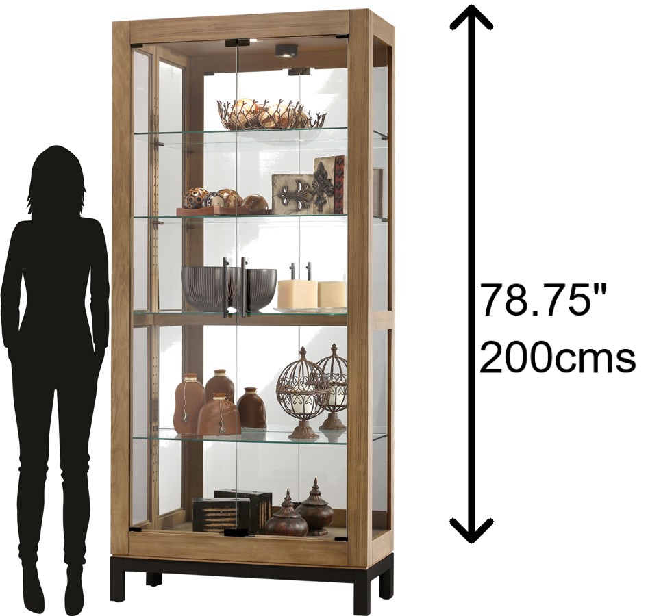 Hekman Furniture 680598 Quinn Curio Cabinet - Adjustable Glass Shelves, Interior Lighting, Aged Natural Finish Elegance Aged Natural Quinn Curio Cabinet 680598
