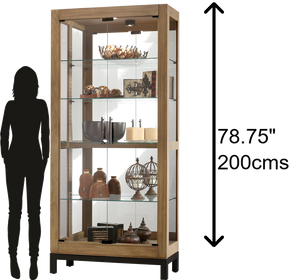 Hekman Furniture 680598 Quinn Curio Cabinet - Adjustable Glass Shelves, Interior Lighting, Aged Natural Finish Elegance Aged Natural Quinn Curio Cabinet 680598