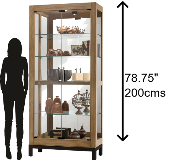 Hekman Furniture 680598 Quinn Curio Cabinet - Adjustable Glass Shelves, Interior Lighting, Aged Natural Finish Elegance Aged Natural Quinn Curio Cabinet 680598