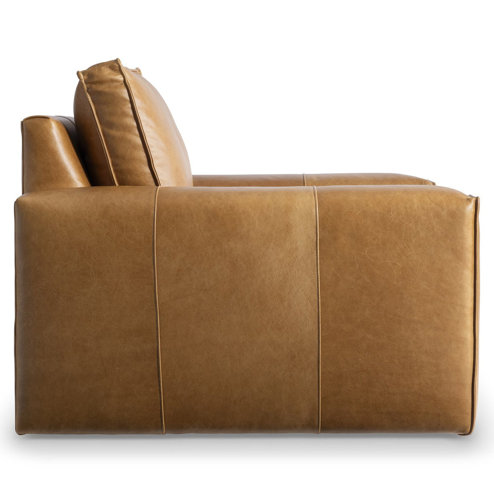 Bernhardt Bernhardt Nest Leather Swivel Chair With Plush Deep Leather, Stitched Flange & 360° Swivel Comfort 332SLO