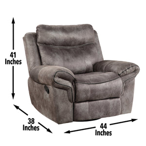 English Elm Steve Silver - Nashville Manual Recline 3-Piece Living Room Set Dark Gray — Glider Recliners, USB Charging Console B081S00247