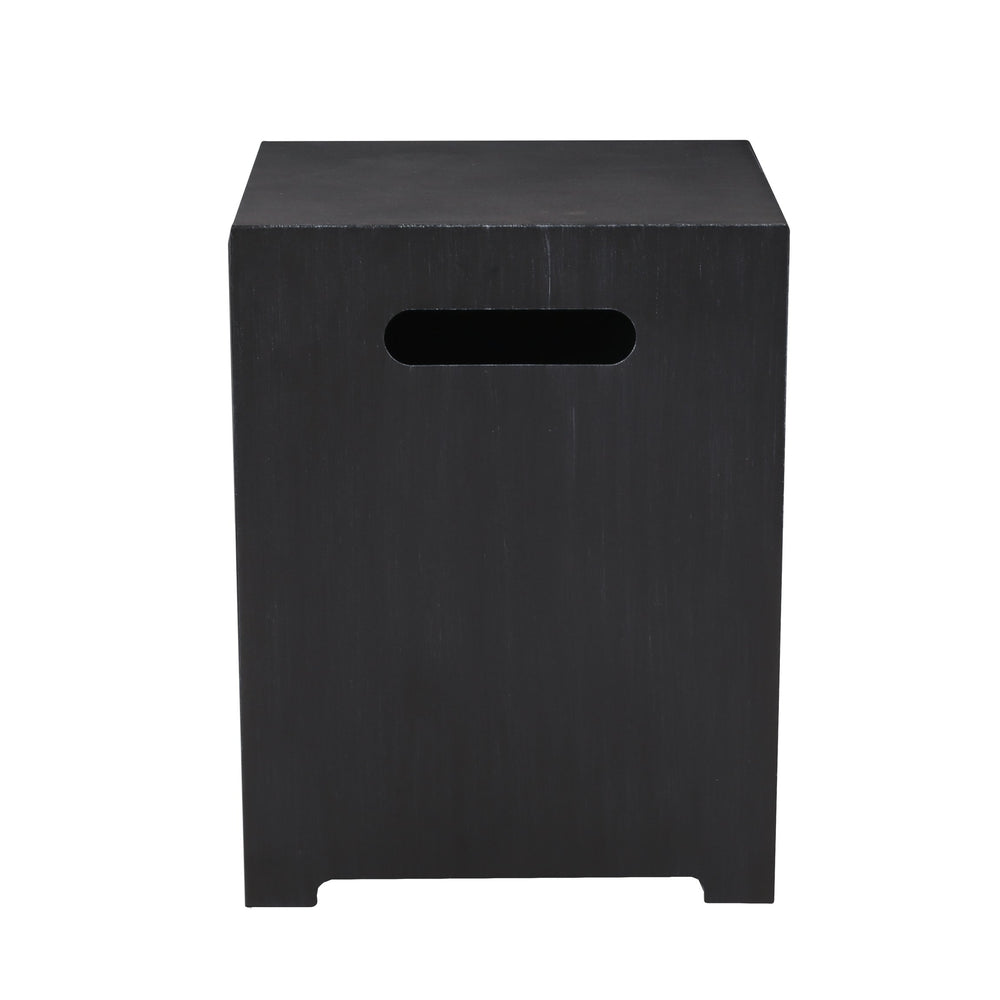 English Elm Propane Tank Cover Outdoor Iron Side Table with Slatted Storage for Fire Pit Patios 67760.00BLKBRS